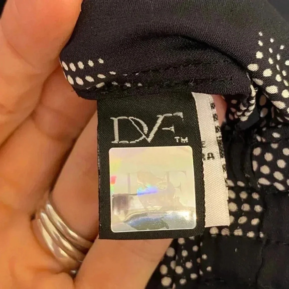 Diane Von Furstenberg Womens Ruffle Sleeve Abstract Silk Blouse - Picture 6 of 9